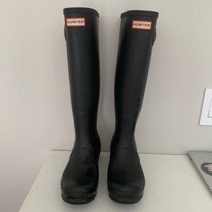 black tall hunter boots rain boots size 8